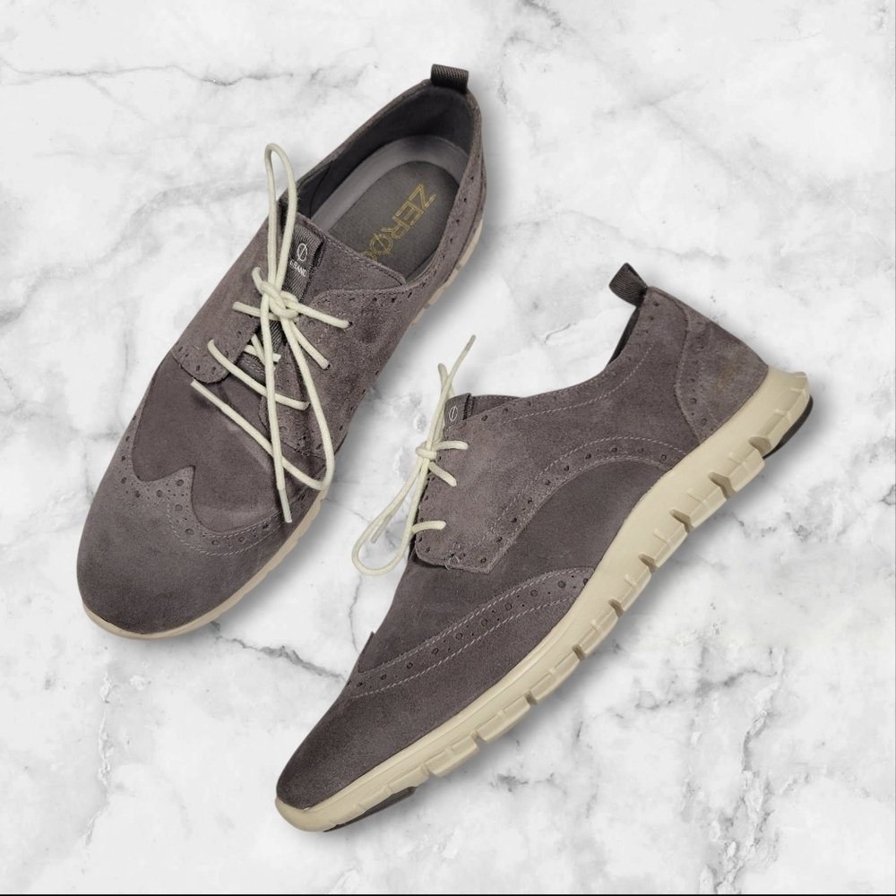 Cole Haan ZeroGrand WingTip Oxfords Women’s Size 10.5 Grey Suede Lace Up